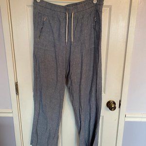 Athleta Cabo Linen Wide Leg Pants - chambrey blue - 12 T